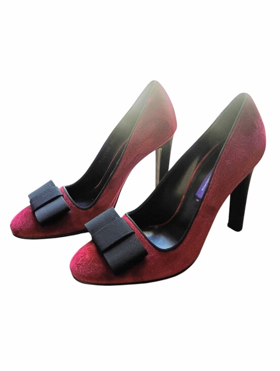 Ralph Lauren Shoes - Ralph Lauren Purple Label Red Velvet Heels Size 37B Box Included